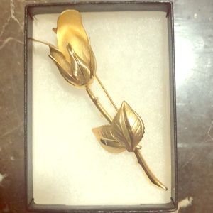 Gold Plated Rose Bud Brooch